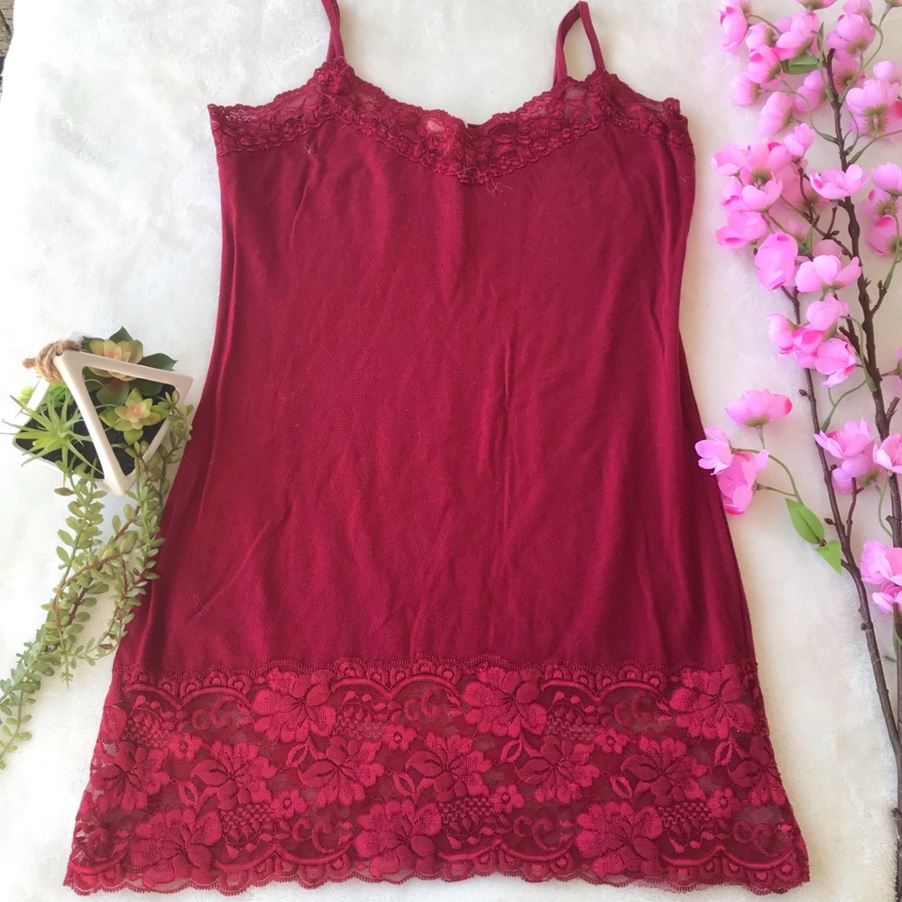 Bozzolo Red Lace Tank Top